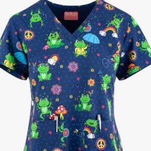 AVA THERESE SIZE 2 XL FROG SCRUB TOP